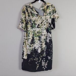 Yigal Azrouel Floral Draped Neckline Silk Dress Small Cocktail Date Night Gown